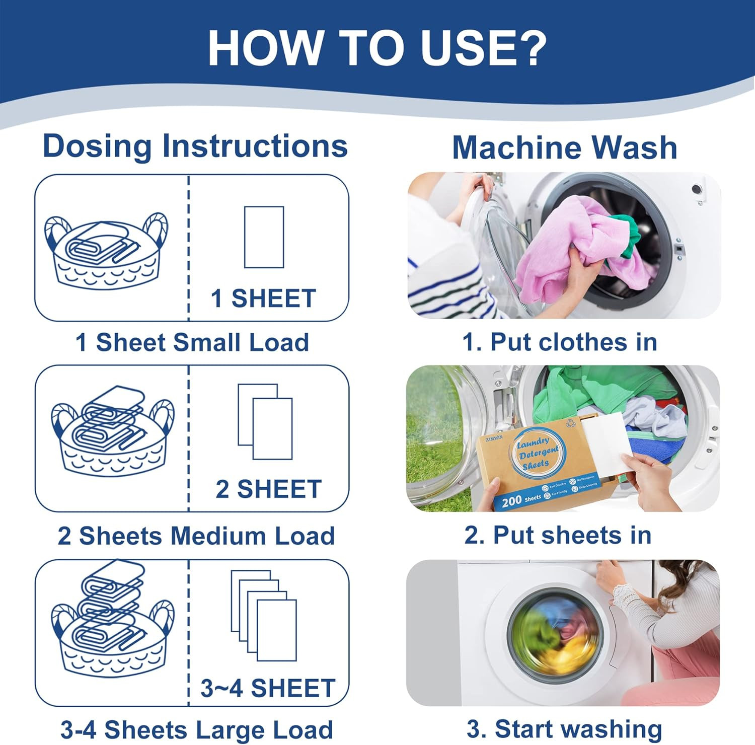 Laundry Detergent Sheets 200 Sheets, Fragrance-Free, Eco-Friendly, Plastic-Free,