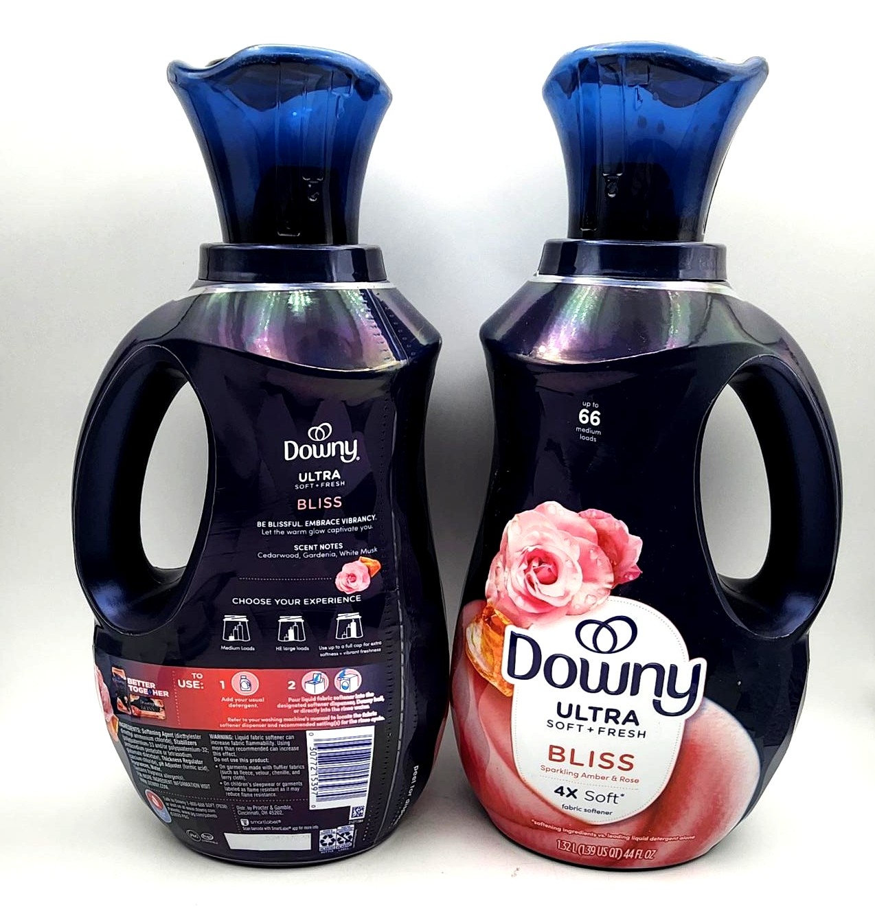 2 Downy ULTRA BLISS Sparking Amber & Rose Fabric Conditioner Softener 44 oz Ea