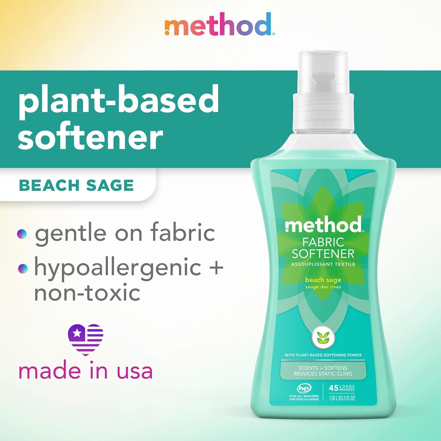 Method Fabric Softener; Beach Sage; 53.5 Ounces; 45 Fl Oz (Pack of 1)