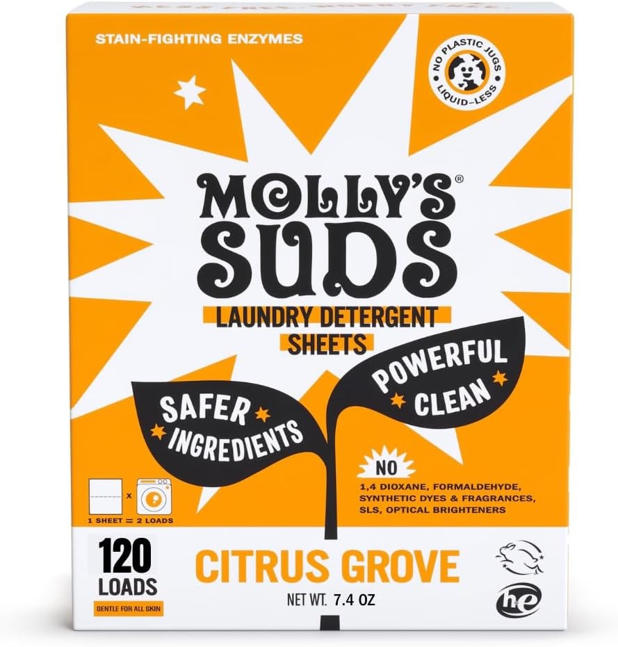 Molly’s Suds Laundry Detergent Sheets Gentle on Sensitive Skin Powerful