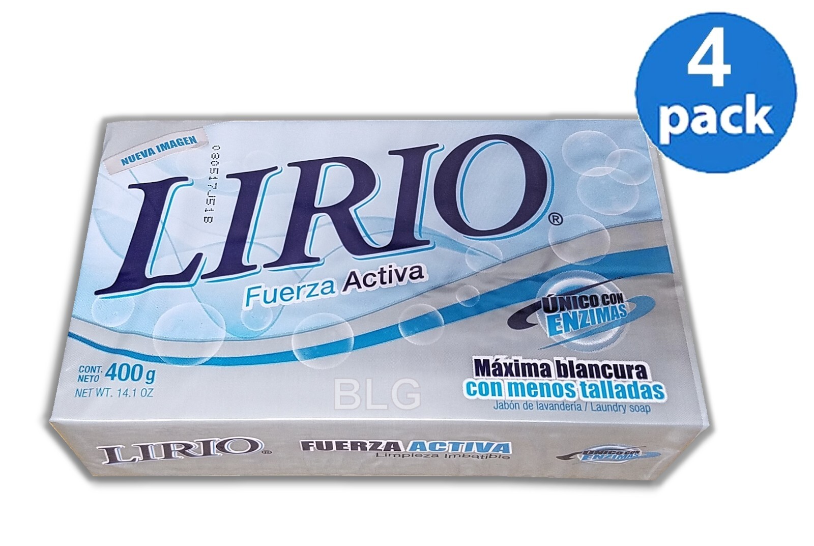 LIRIO SOAP Laundry Kitchen Detergent Cleaning Jabon Lavanderia Ropa 14.1oz 4Bars