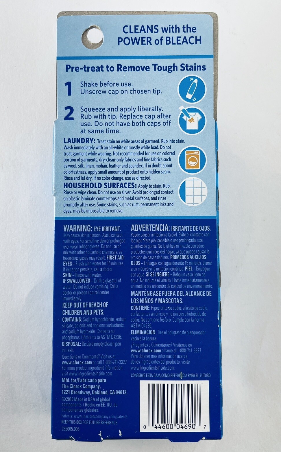 Clorox Bleach Pen Gel For Whites, Dual Tips, New In Package
