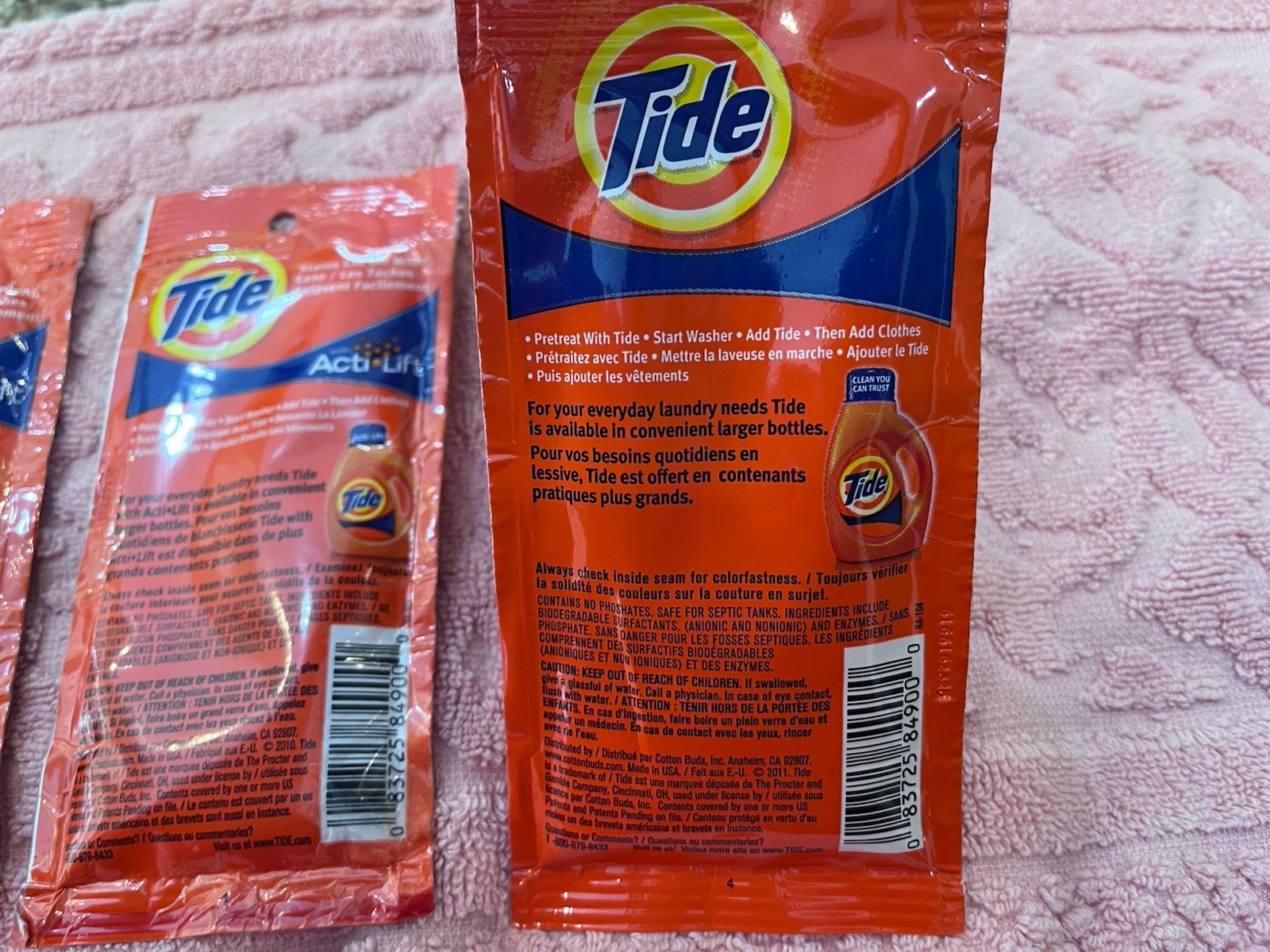 3pk Tide Travel Size Laundry Detergent Original Scent “2 Acti Lift” 1 Regular