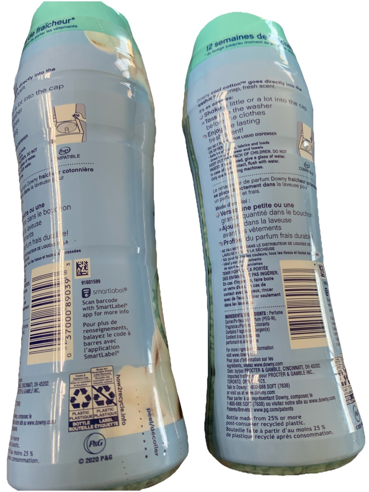 Lot Of 2 Downy Cool Cotton In-Wash Scent Booster Beads 8.6 oz (244 g) each