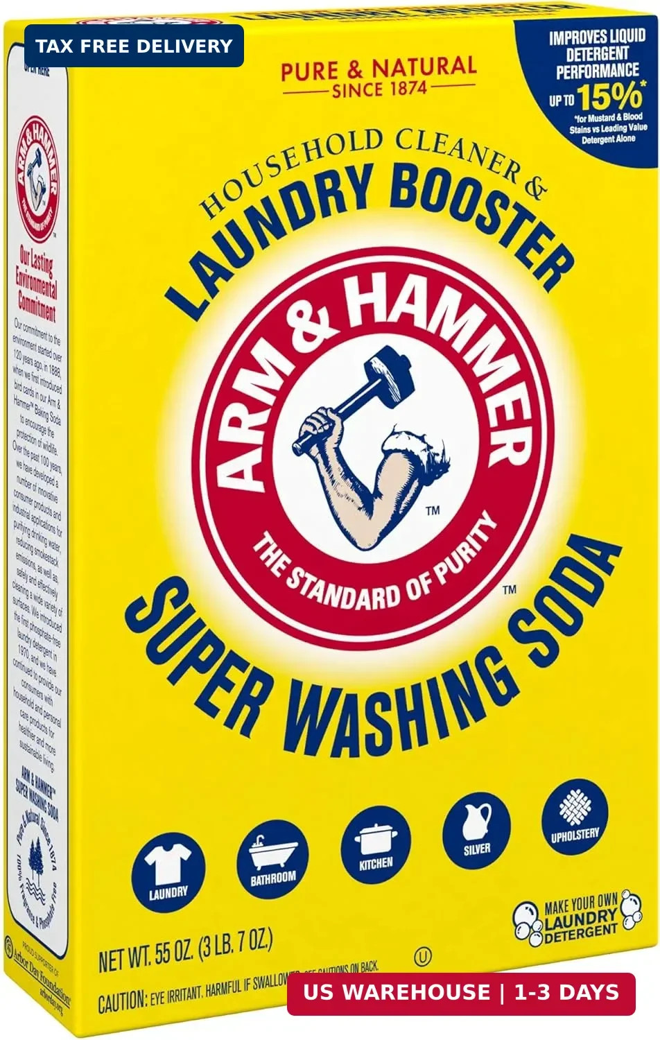 Super Washing Soda Household Cleaner and Laundry Booster, 55 oz Box