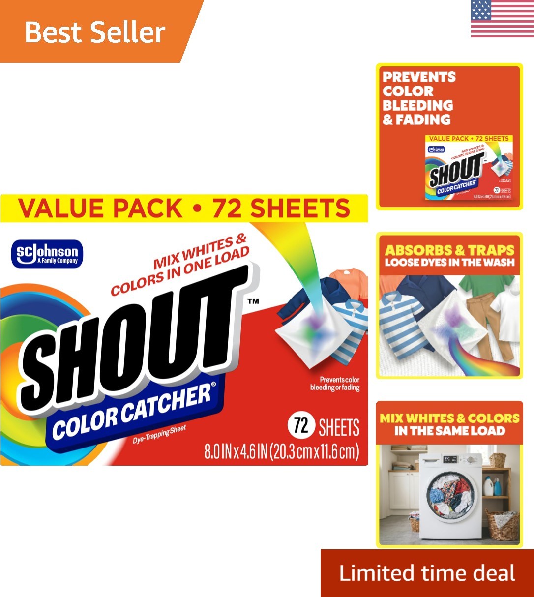 Laundry Color Protection Shout Color Catcher Sheets 72 Count – Time Saver