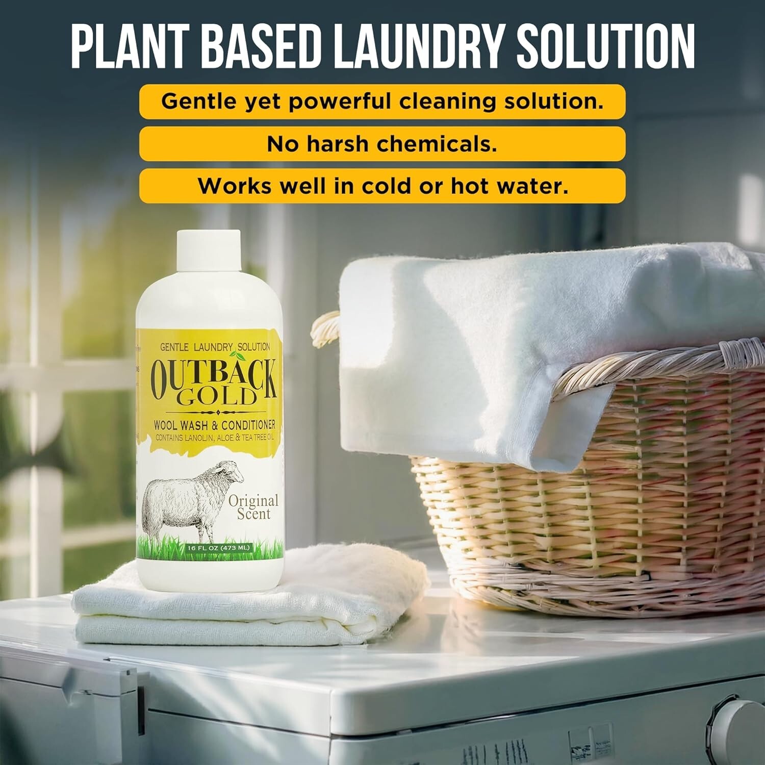 Wool Wash Liquid 16 oz Plant Based pH Neutral Perfect for Delicates Baby Care