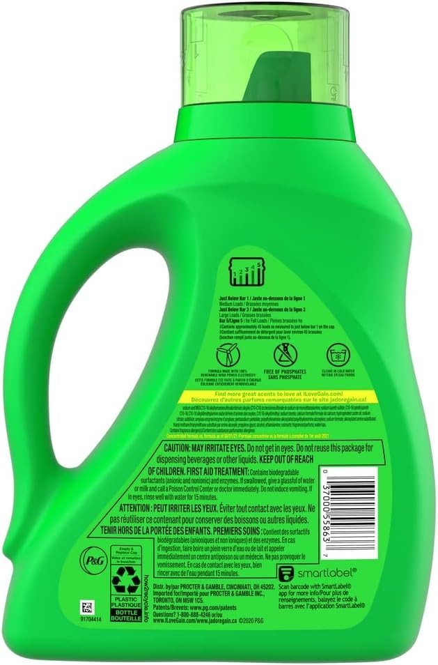 Gain Laundry Detergent Liquid, Aroma Boost, Original Scent, 65 Fl Oz (Pack Of 2)