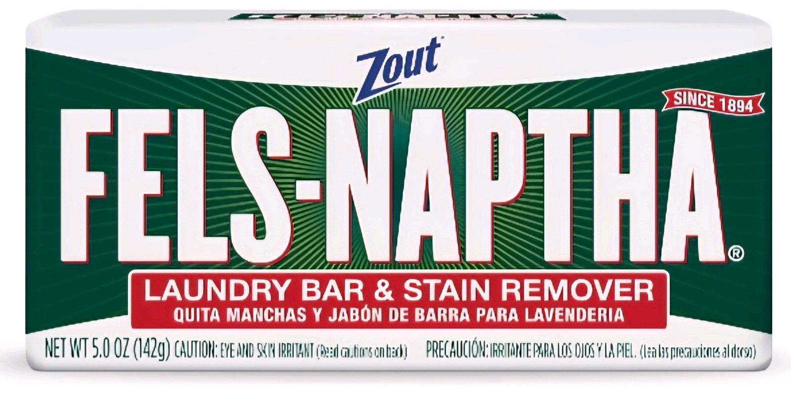 4 Brand New Purex/Zout FELS NAPTHA 5 Oz Bars FAST FREE SHIP!