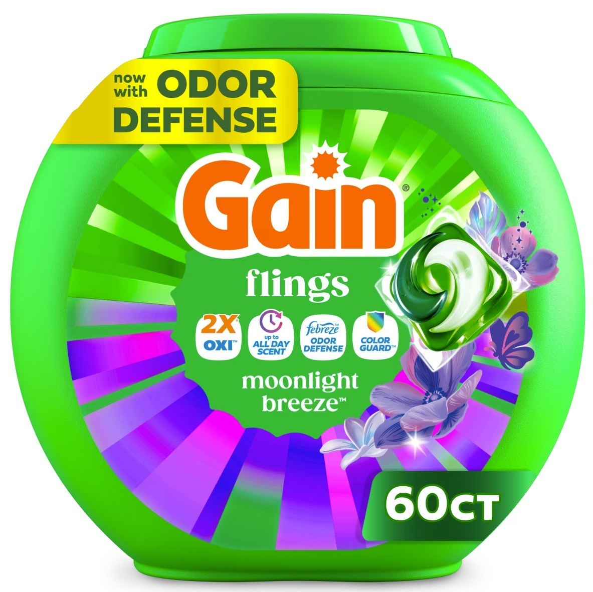 [HOT SALE] Gain Flings Laundry Detergent Pacs Moonlight Breeze 60 Ct 2 Pack NEW