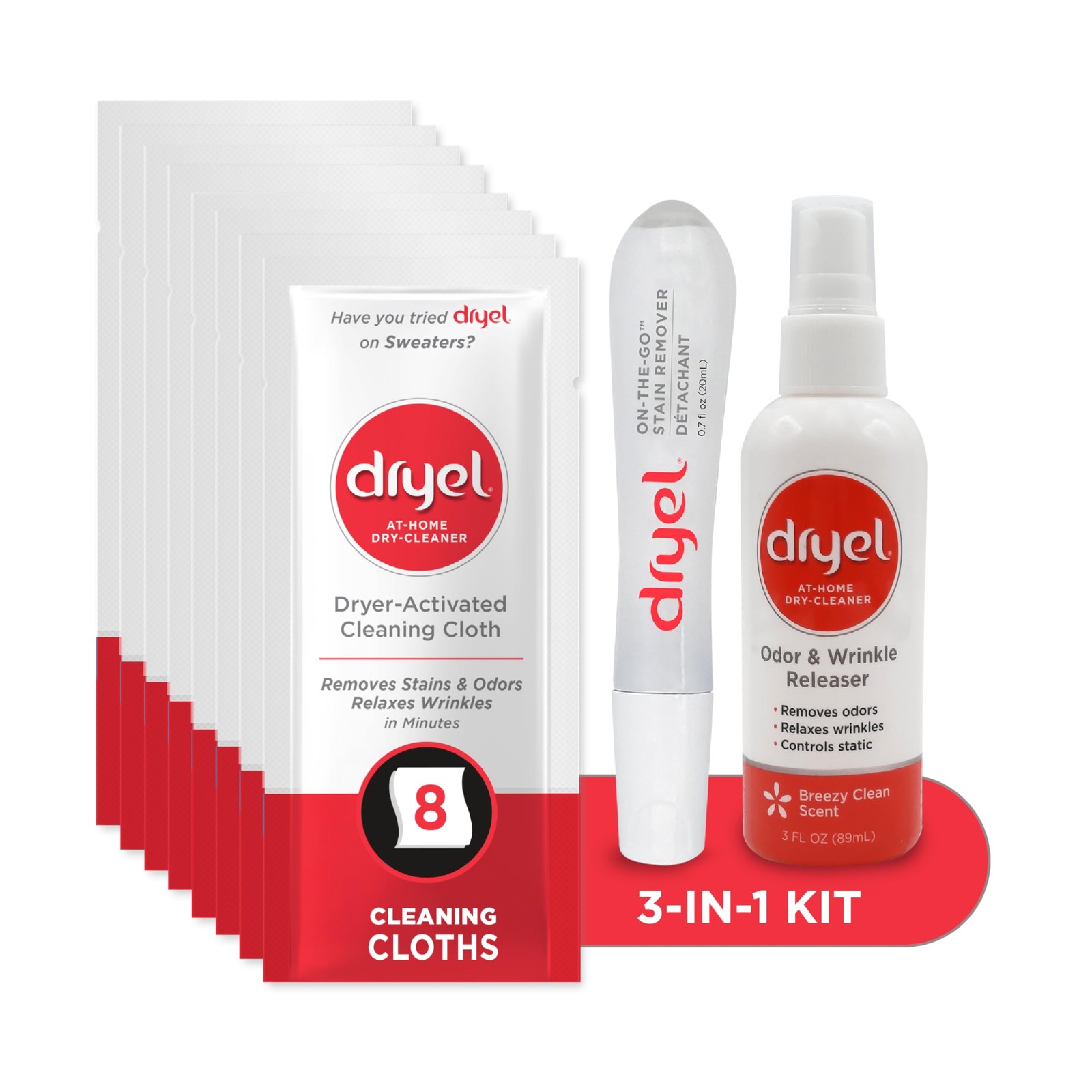 dryel AtHome Dry Cleaner Starter Kit with Wrinkle Release Spray, New and Impr…