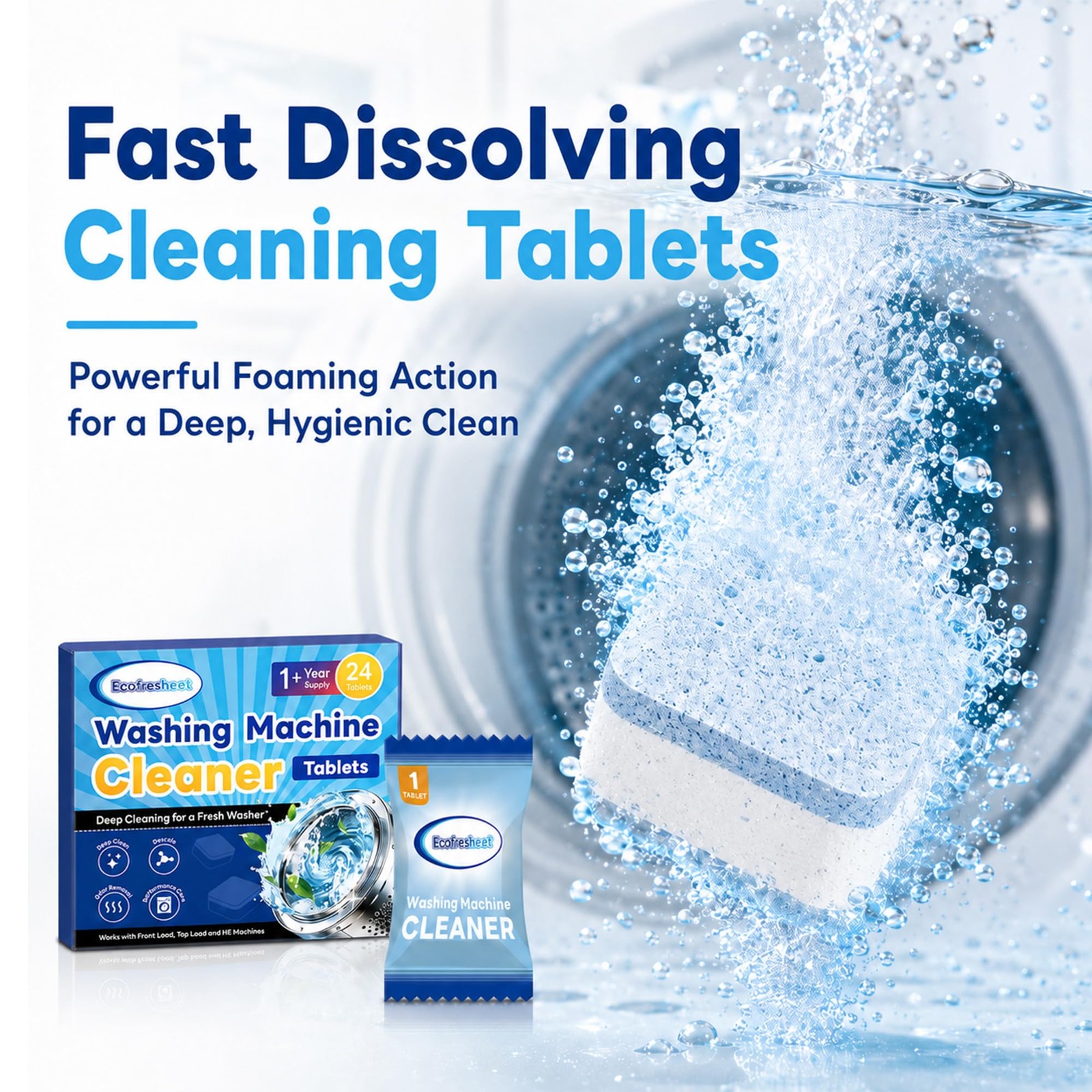ECOFRESHEET Washing Machine Cleaner Tablets 24 Count, 24 Count (Pack of 1)