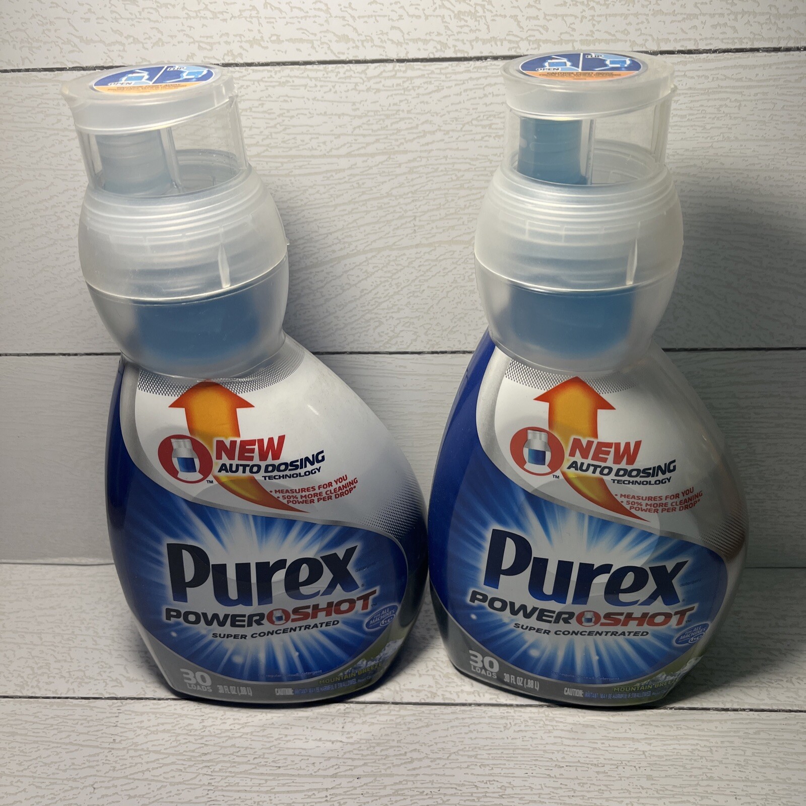 2x Purex Power Shot Detergent Super Concentrated 30 loads Mountain breeze 30 oz