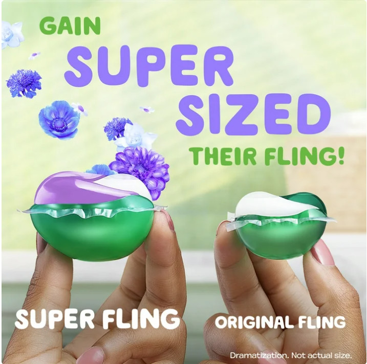 4 Bag Gain Relax Flings Laundry Detergent Packs, Dewdrop Dream Scent, 18 Ct Pk
