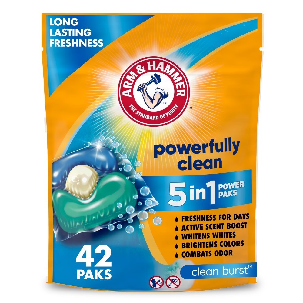 5-in-1 Laundry Detergent Power Paks for Powerful Cleaning with a Clean Burst