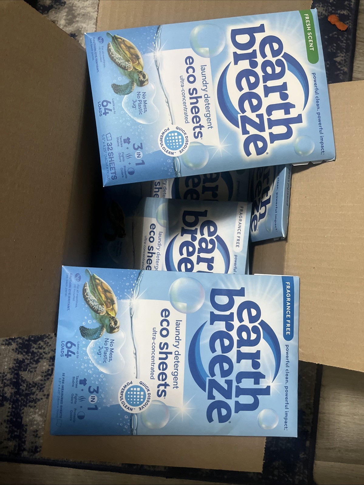 Earth Breeze ~ Laundry Detergent Eco Sheets ~ Fresh Scent ~ 32 Sheets ~ New X10