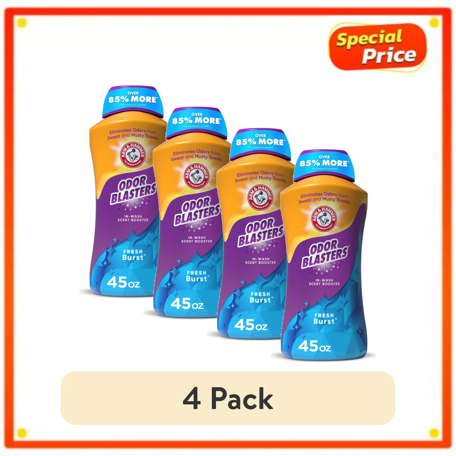 ARM & HAMMER Odor Blasters In-Wash Scent Booster Fresh Burst 45 Oz, 4 Pack