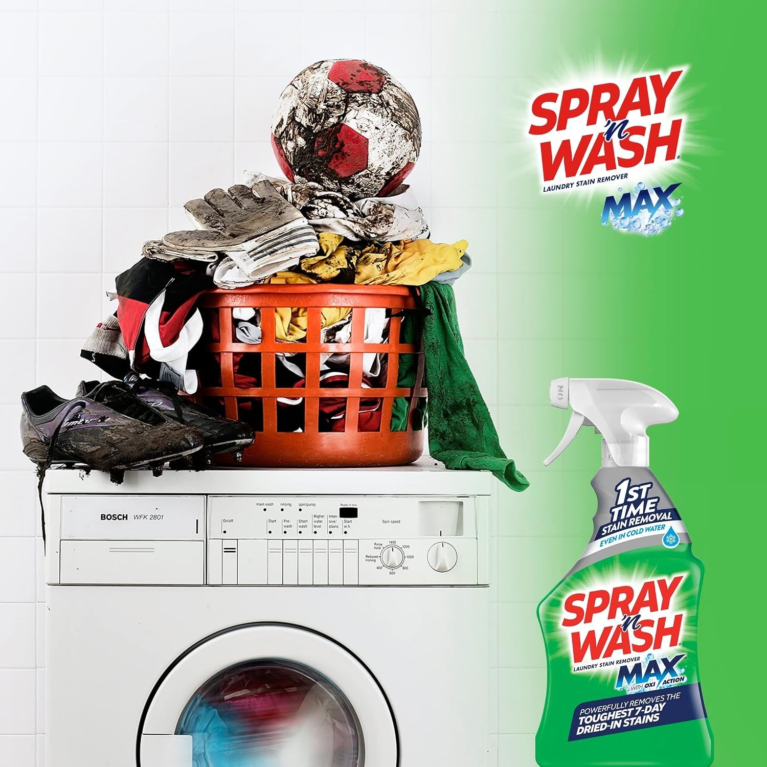 Spray N’ Wash Max Stain Remover Spray, Laundry Pre-Treat for Tough Stains, 16Oz