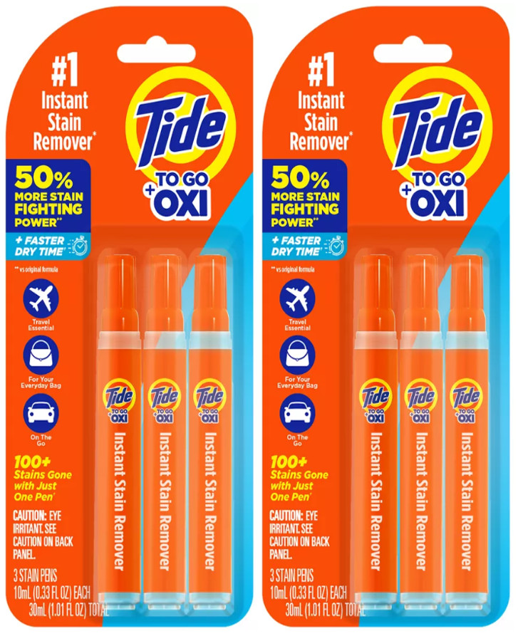 Tide To Go Instant Liquid Pen Stain Remover, 3 Ct -Lot of 2=6 Stain Removal Pens