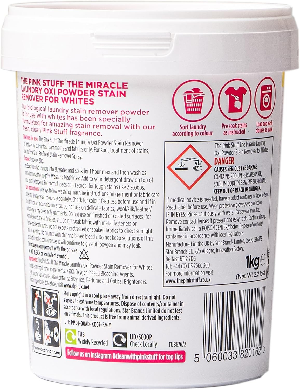 – – The Miracle Laundry Oxi Powder Stain Remover Specifically Formulated for