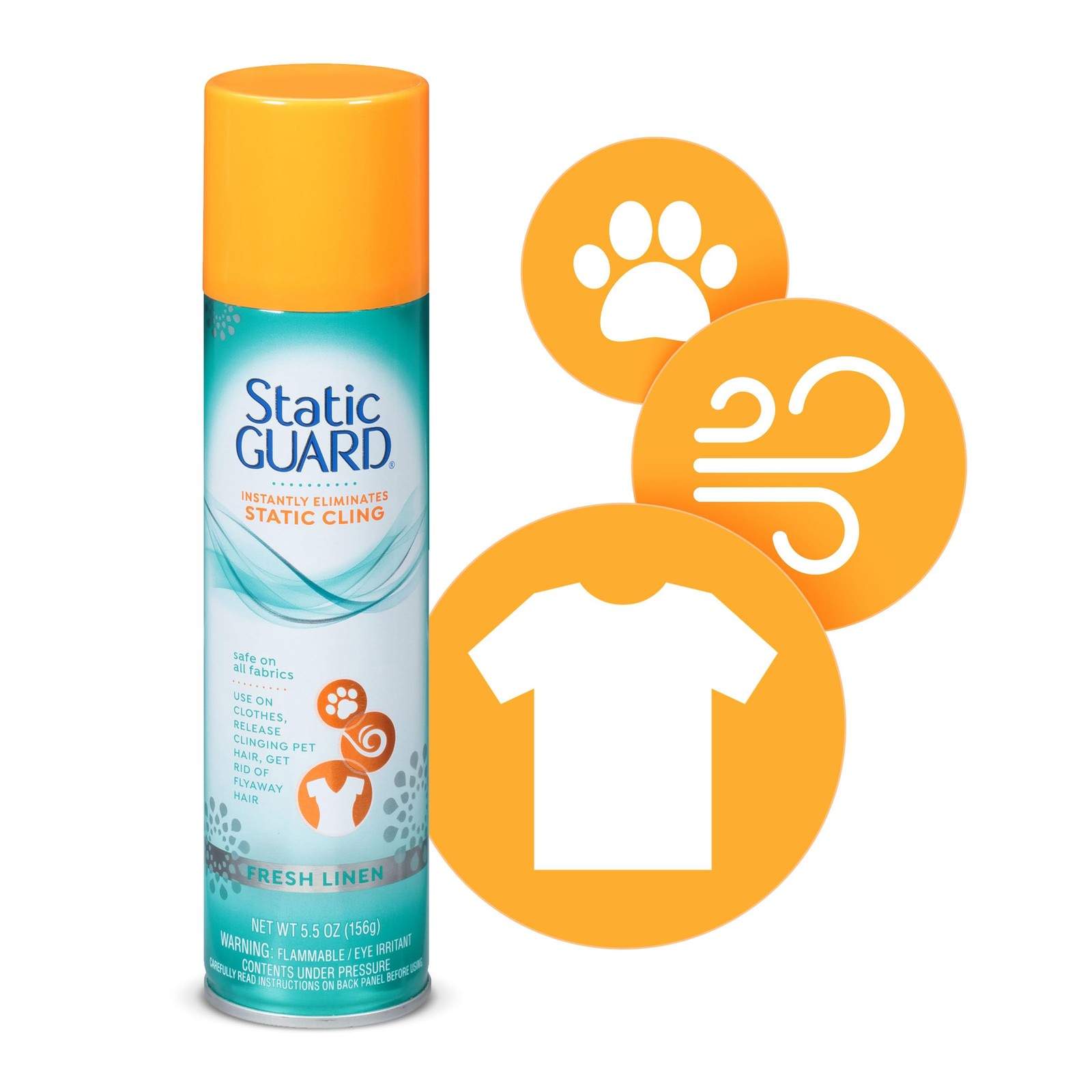 Static Guard Fabric Spray, Fresh Linen 5.5 Ounce (Pack of 1),
