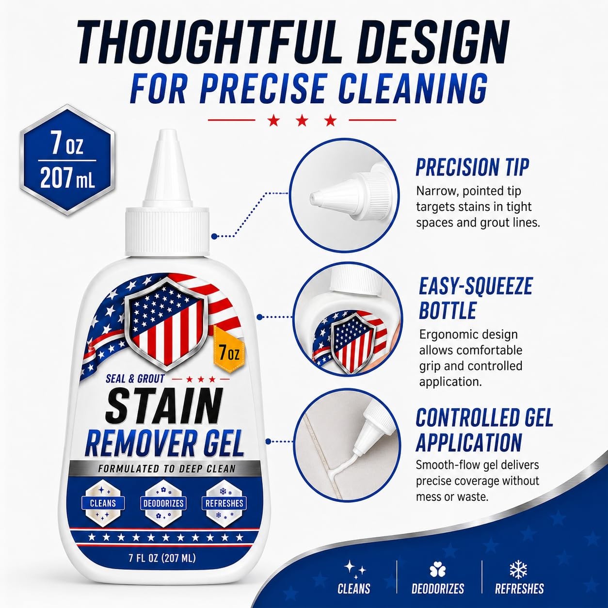 Mold Stain Cleaner Gel 7oz, Powerful Thick Stain Remover with Brush Applicato…