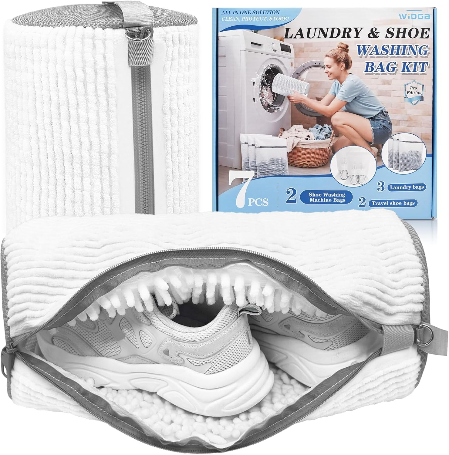 3-IN-1 Laundry & Shoe Washing Machine Bag Kit : Laundry Shoe Bag for Washer and