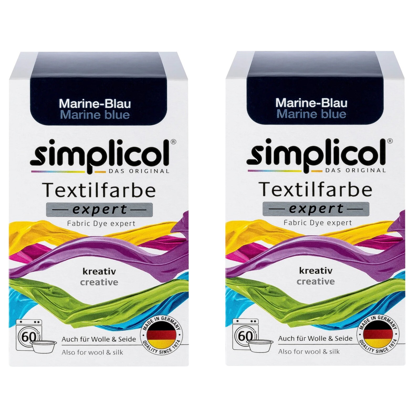 Simplicol textile color expert 2 x color navy blue for 600 g fabric also for wool