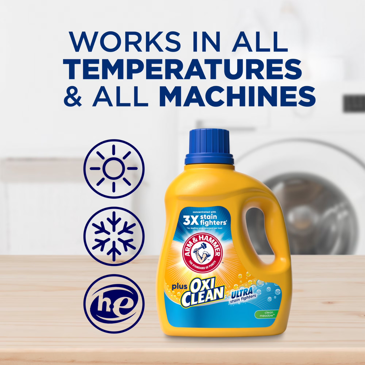 ARM & HAMMER Plus OxiClean Liquid Laundry Detergent Clean Meadow 96.2oz, 4 Pack