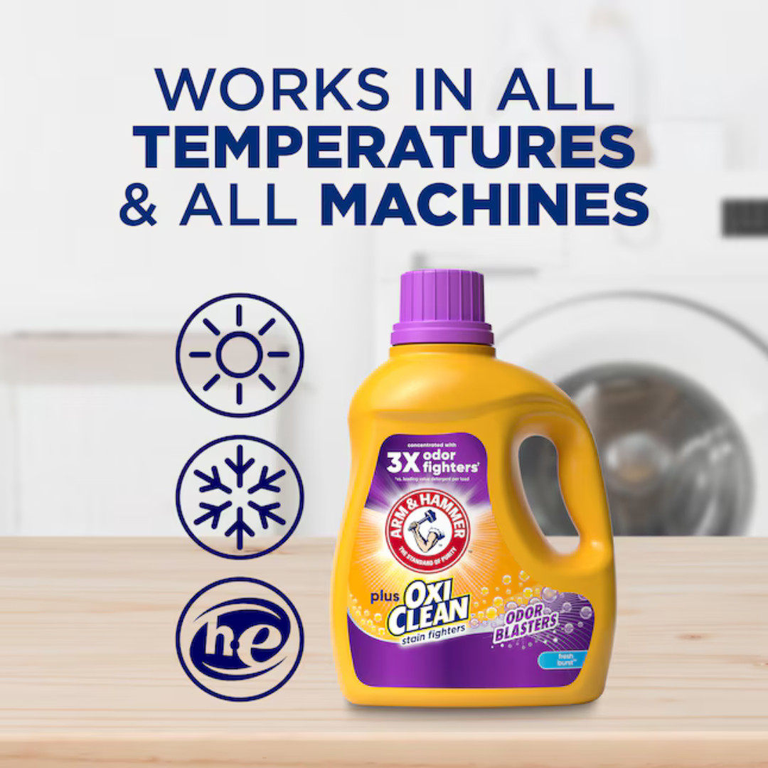 3 Pack Arm & Hammer Laundry Detergent, Fresh Burst, HE Liquid, 74 Loads, 96.2 oz