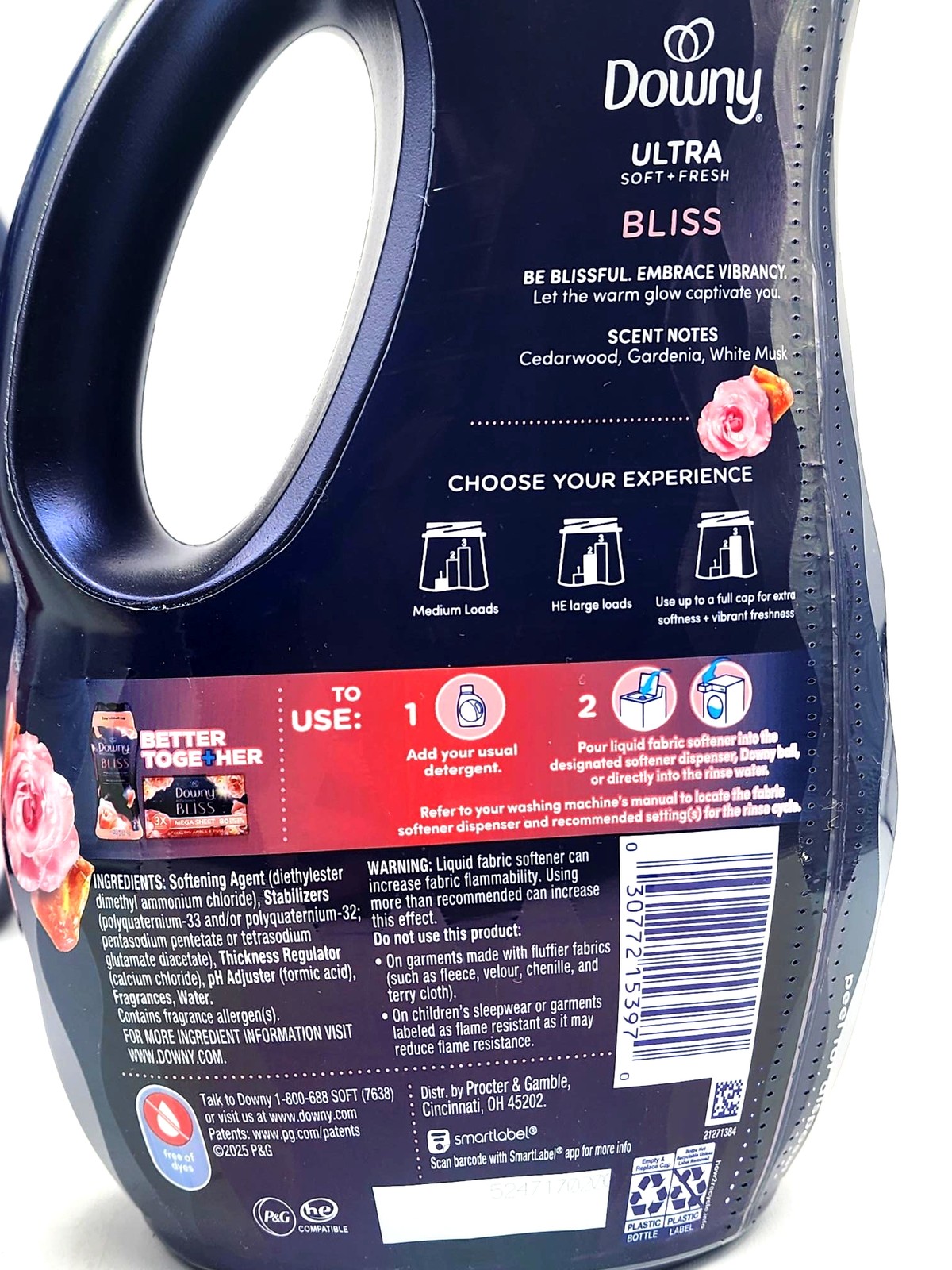 2 Downy ULTRA BLISS Sparking Amber & Rose Fabric Conditioner Softener 44 oz Ea