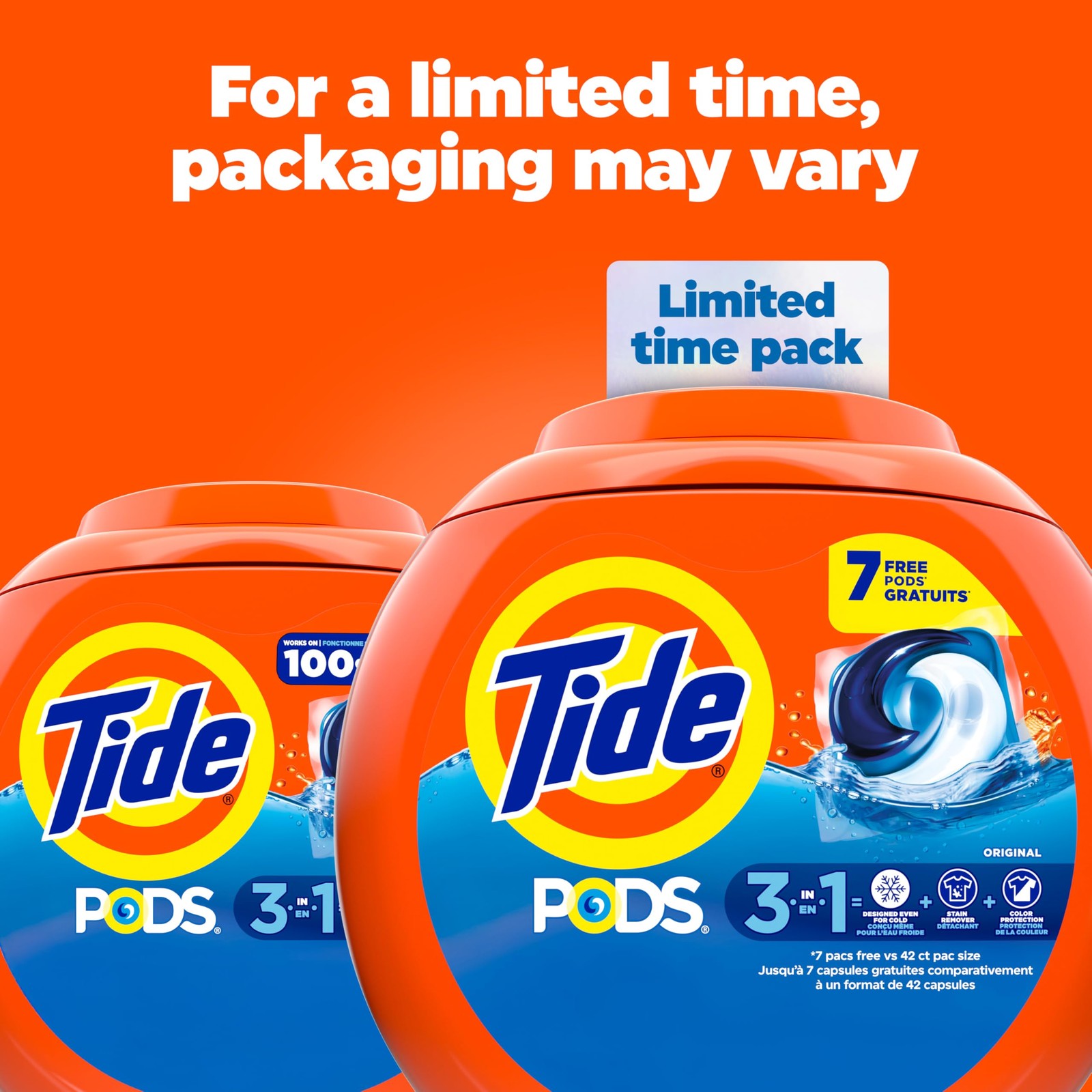 Tide PODS laundry detergent pacs, 3-in-1 Stain Remover, 42 Count (Pack of 1)
