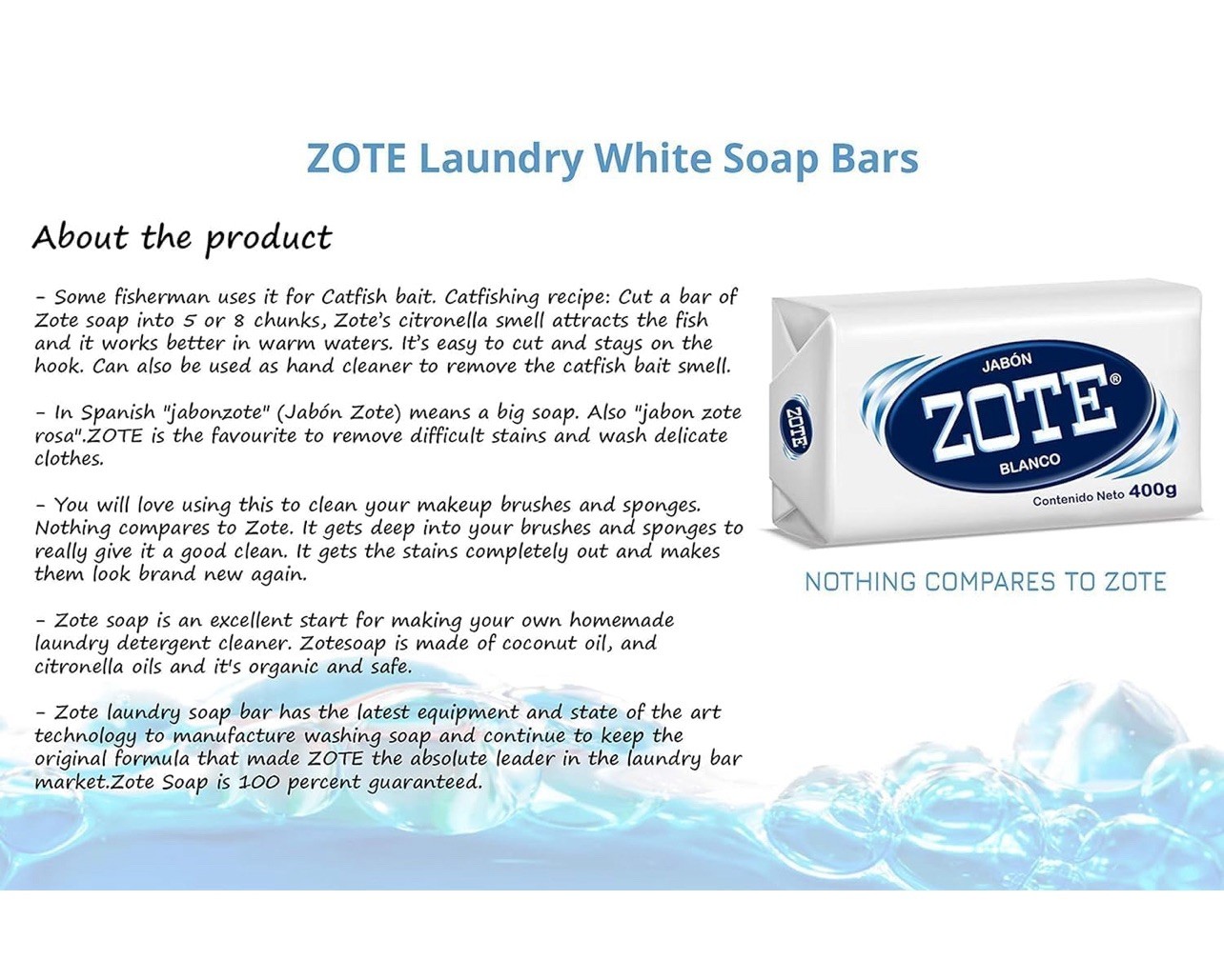 2 Pack-Zote White Laundry Soap-Hand & Machine Wash w/Sodium Tallowate, 14.1 oz