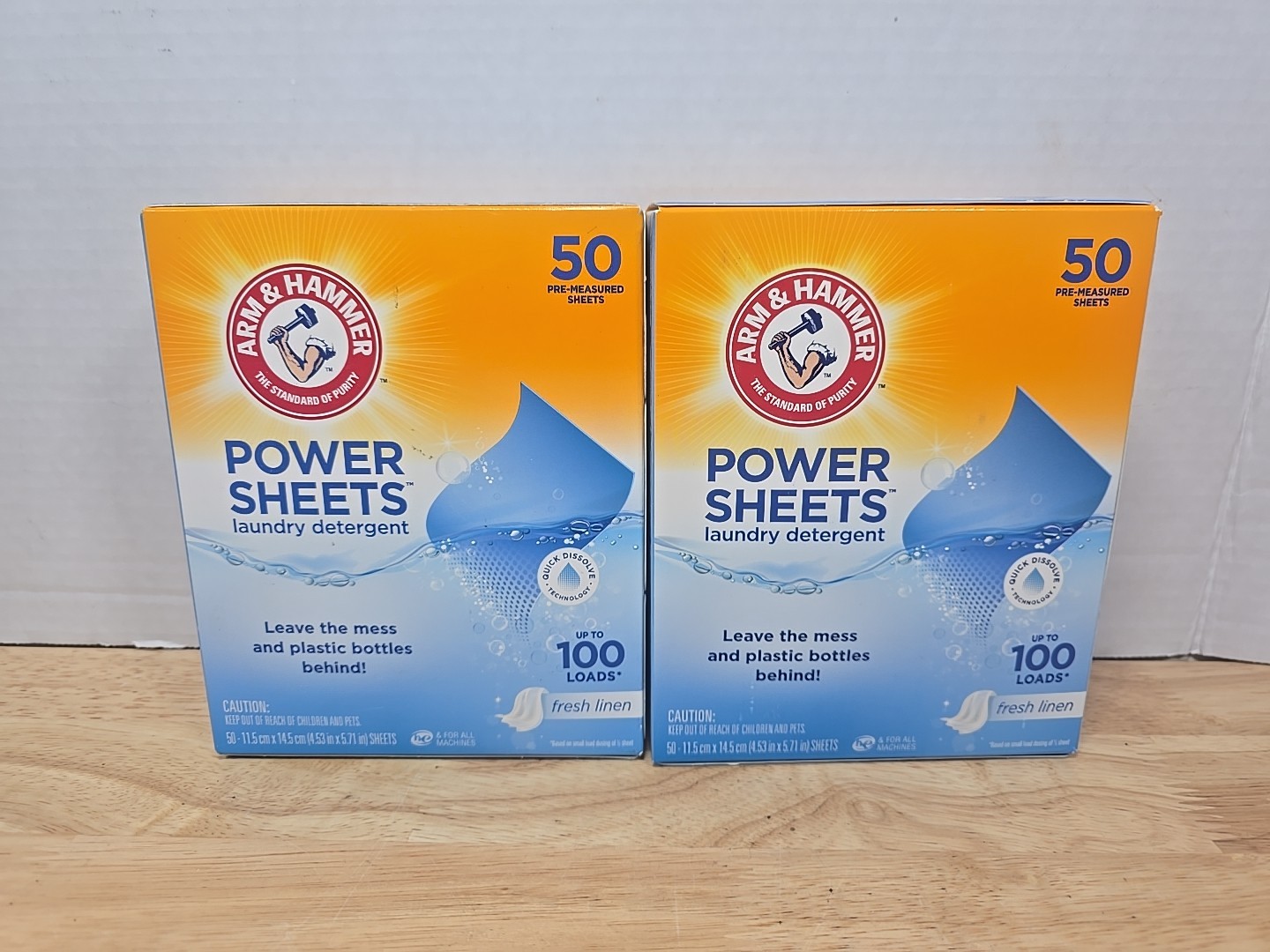 2x Arm & Hammer Power Sheets 50 Pk Laundry Detergent 100-Loads Fresh Linen NEW