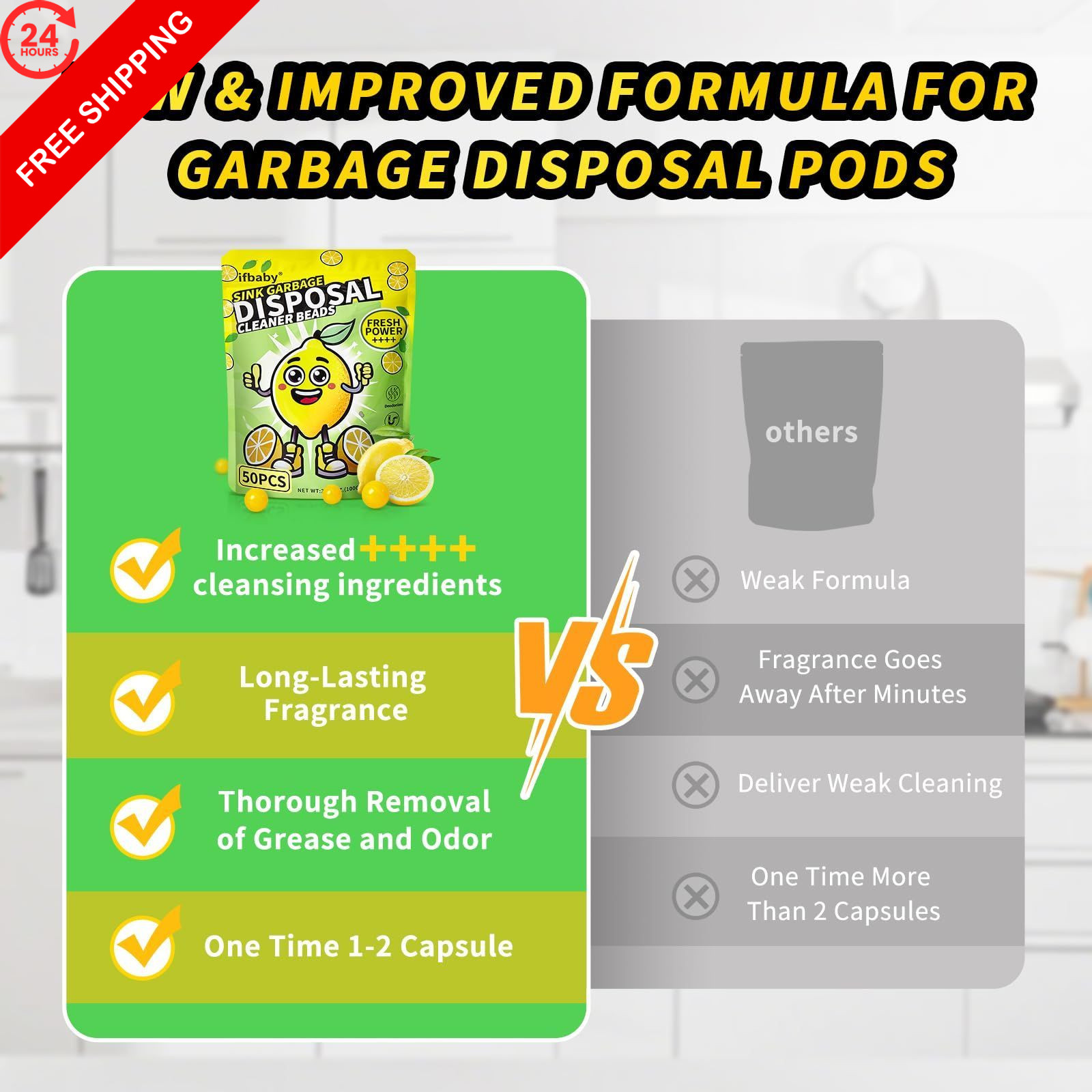 ifbaby 50 Count Garbage Disposal Cleaner and 0.13 Ounce (Pack of 50)