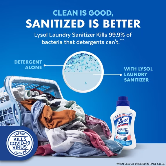 Lysol Laundry Sanitizer Additive Sanitizing Liquids for Clothes, Crisp Linen, 41