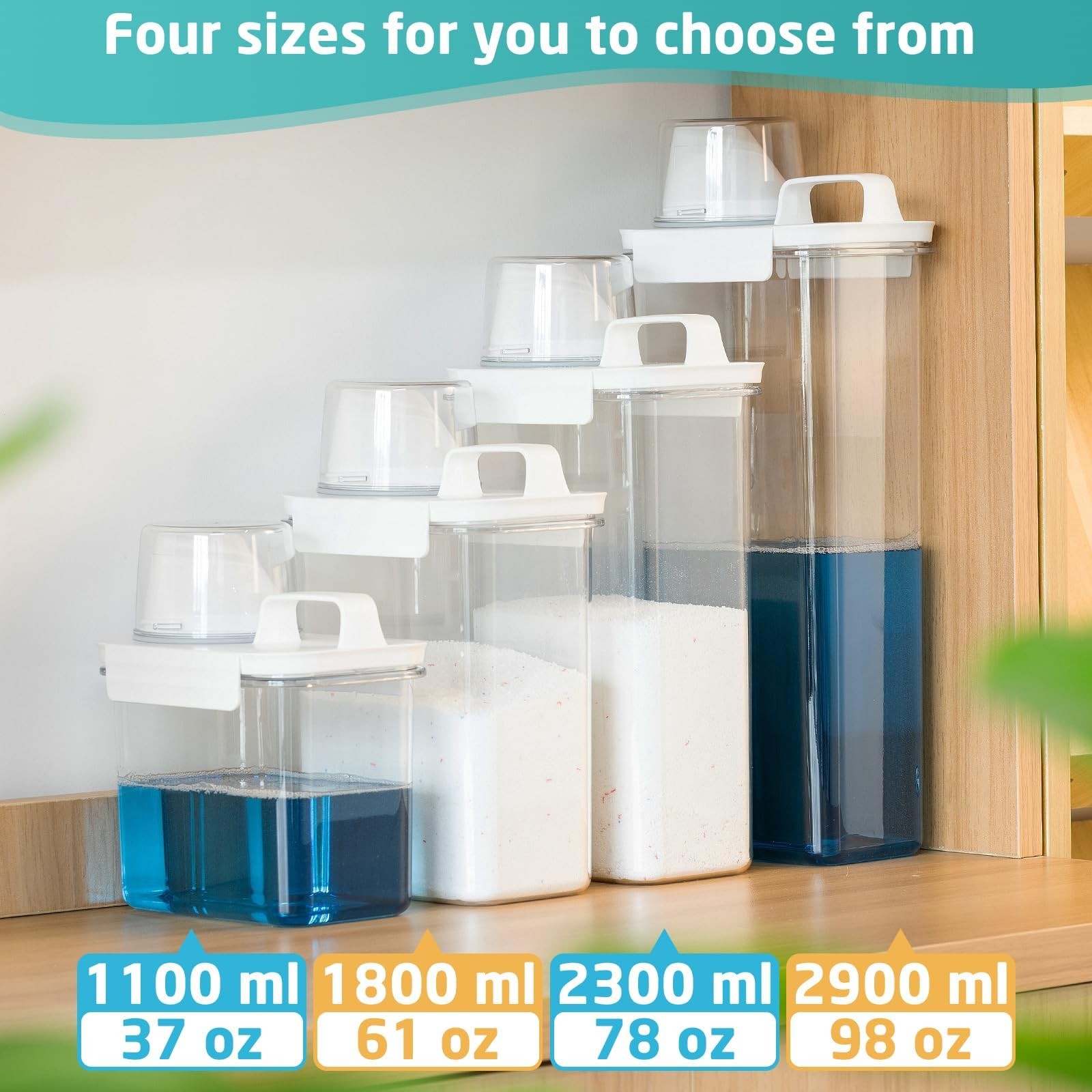 Laundry Detergent Dispenser-1 Pack, 37 oz Detergent Dispenser with 4 Removabl…