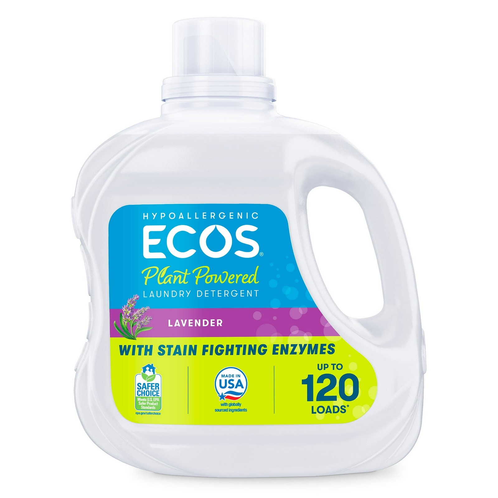 (2 pack) ECOS Hypoallergenic Liquid Laundry Detergent for Sensitive Skin, Lavend