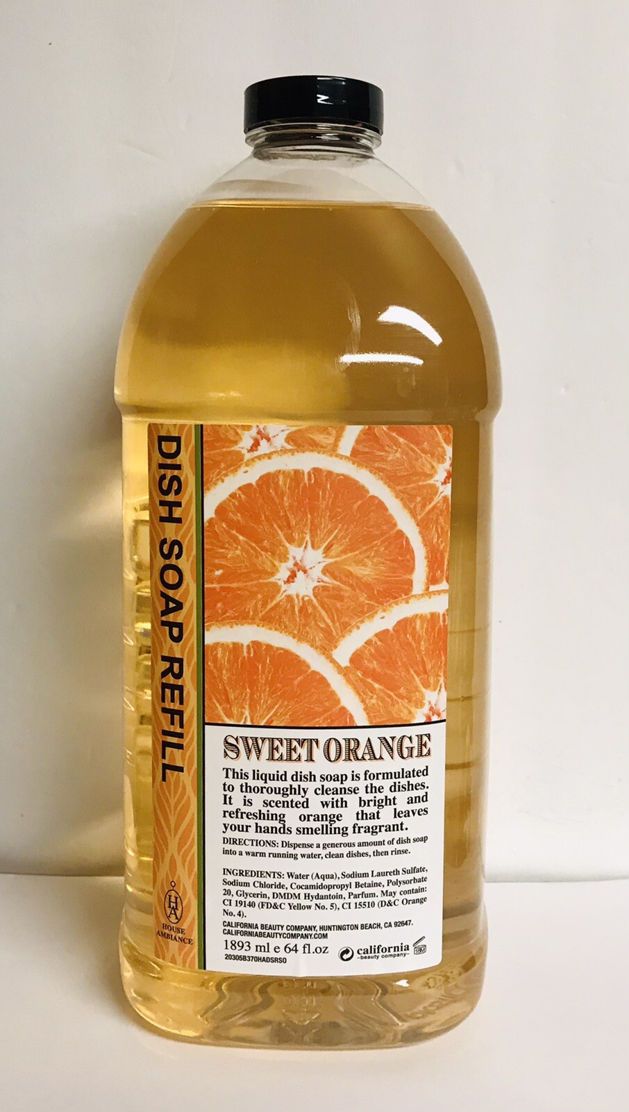 California Beauty Company ~ Sweet Orange Dish Soap Refill 64 fl oz