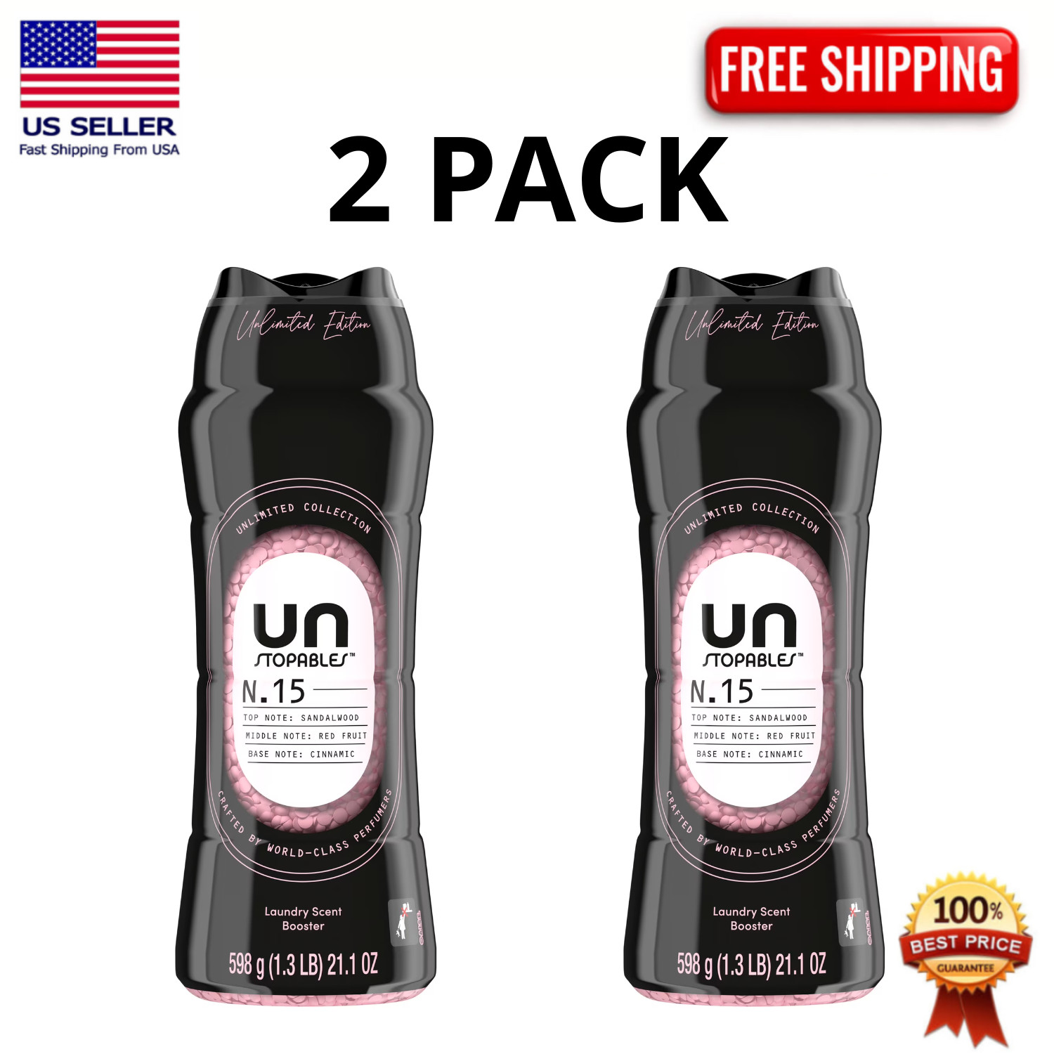 Downy Unstopables Unlimited No 15 Pink Scent Booster Beads 21.1oz, 2 Pack
