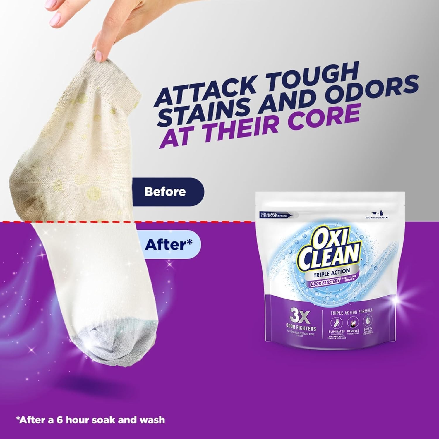 64 oz Triple Action Odor and Stain Remover Powder – Color Safe & Chlorine Free