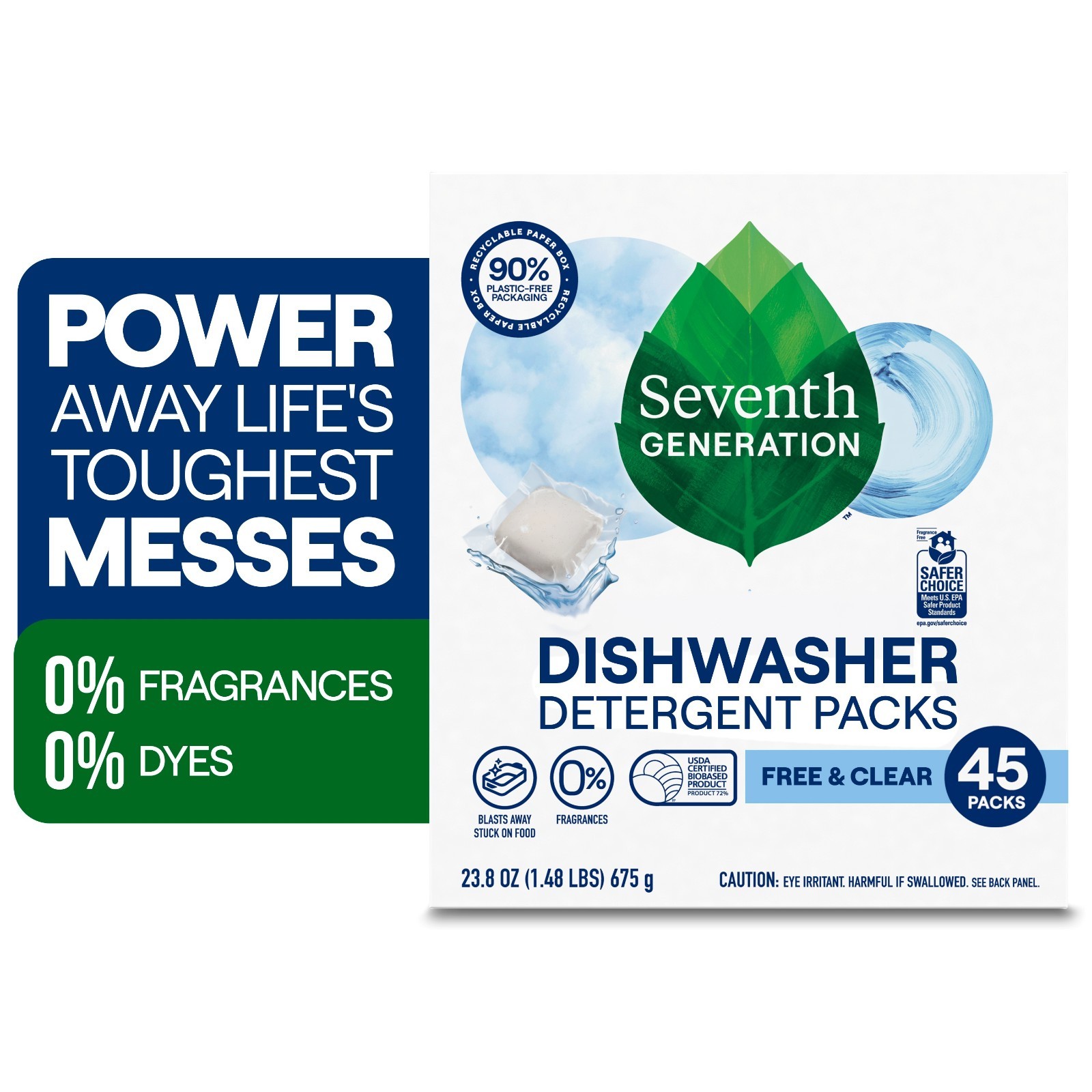 (2 pack) Seventh Generation Dishwasher Detergent Packs for sparkling dishes Fre