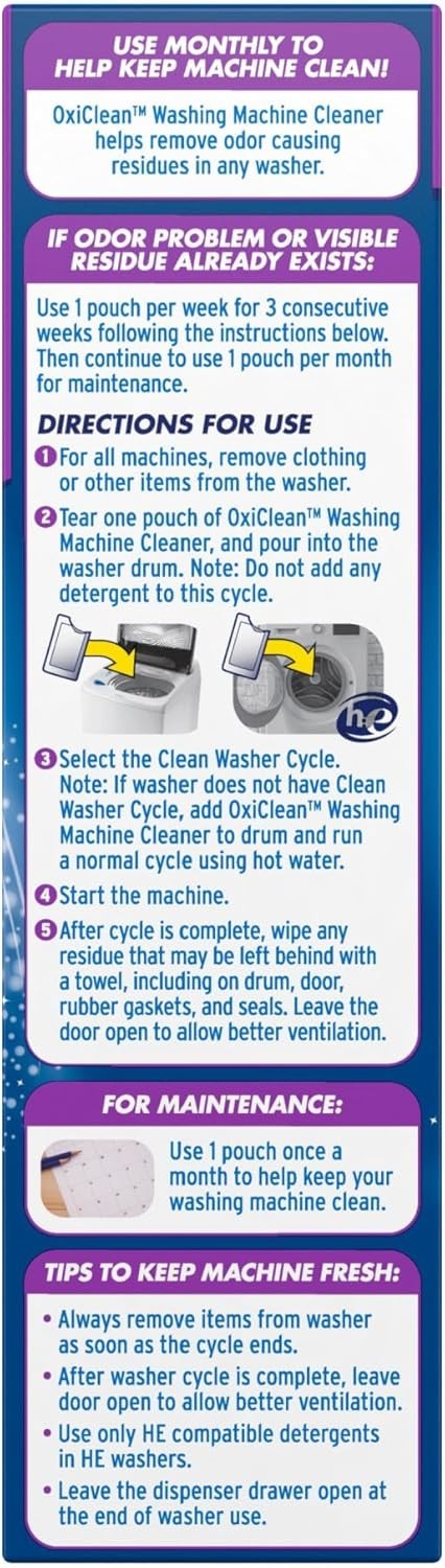OxiClean Washing Machine Cleaner with Odor Blasters, 4 Count