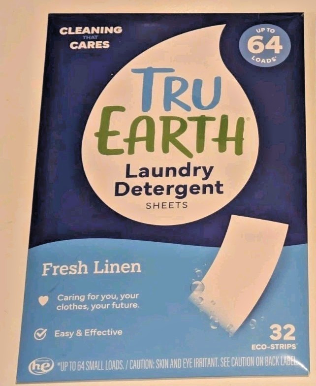 💎 Tru Earth Laundry Detergent Sheets – Fresh Linen – 32 Eco-Strips (64 loads)
