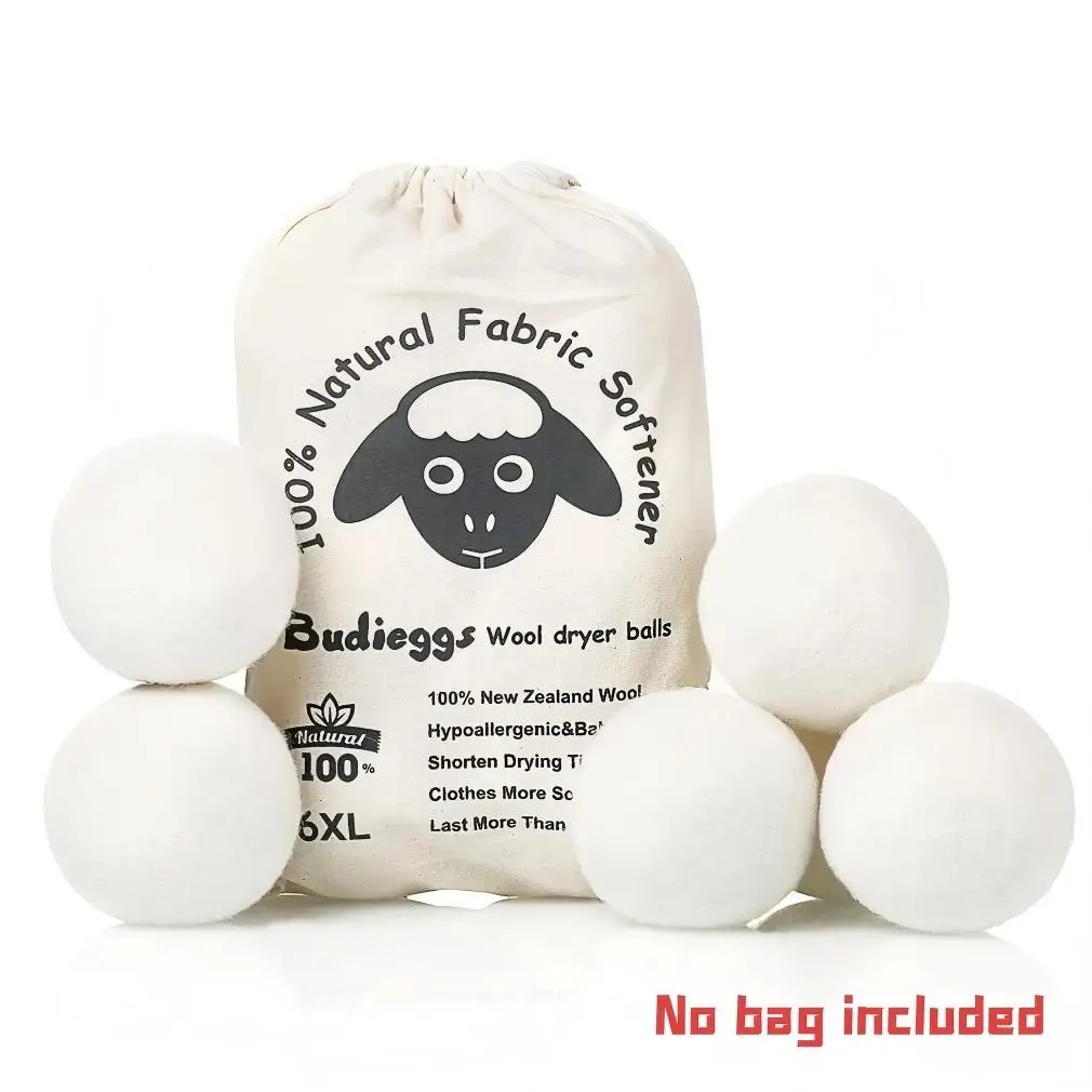 Wool Dryer Balls 6 Pack 3″ New Zealand Wool Organic Fabric Softener – XL
