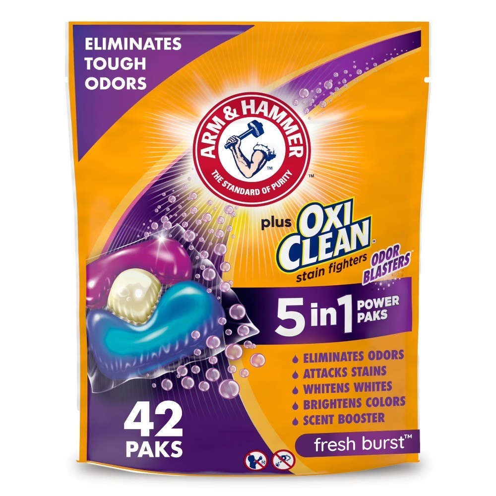 Fresh Burst 5-in-1 Laundry Detergent Pacs Odor Eliminator 42 Power Paks