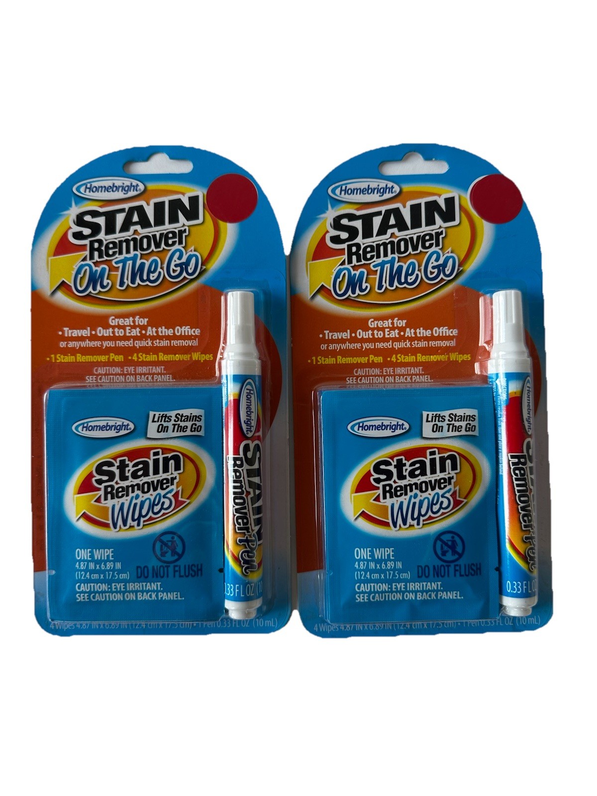2x Lot Homebright Stain Remover Pen +4 Stain Remover Stick On The Go- 0.33 FL OZ