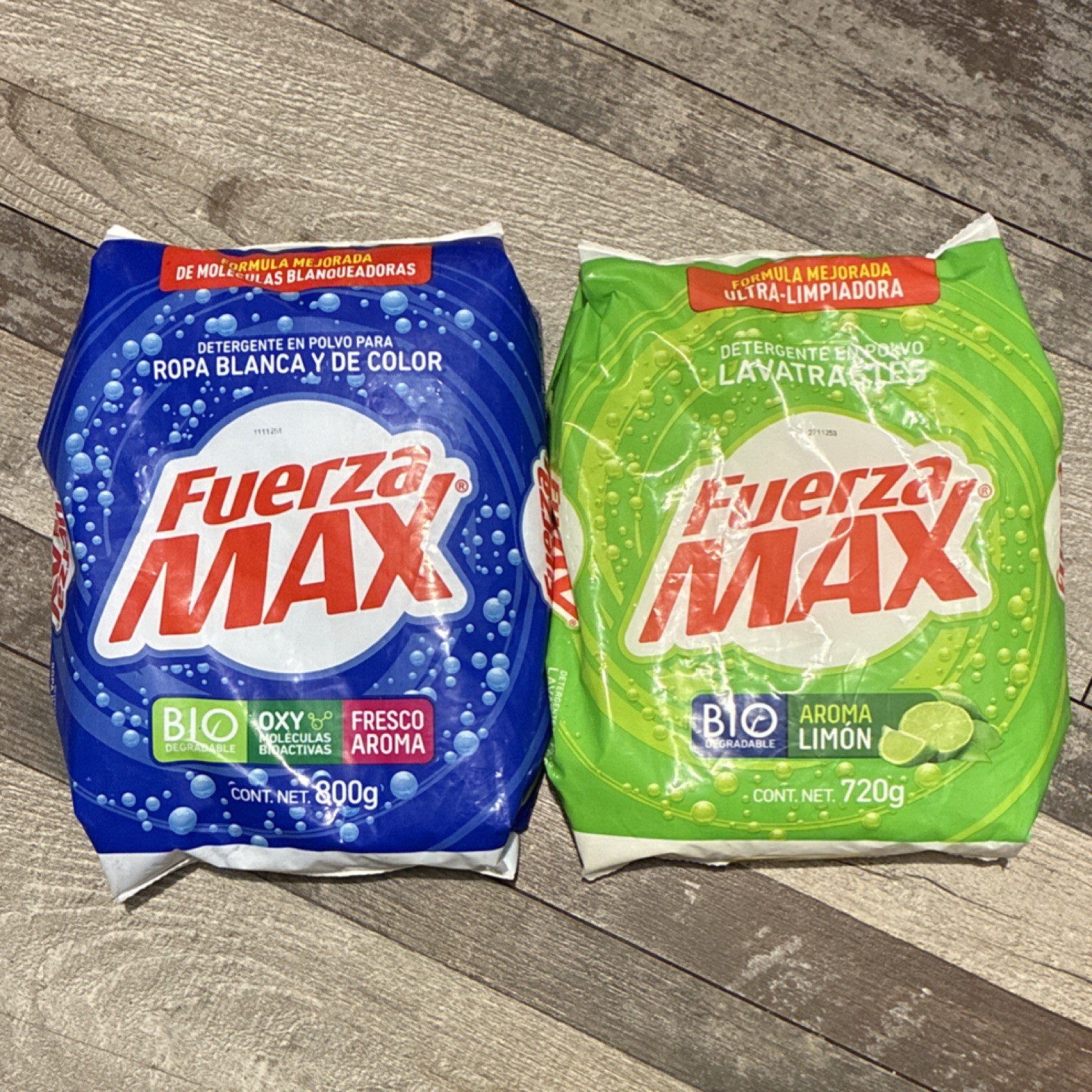 Fuerza Max Biodegradable Laundry & Dish Detergent Powder 800g 720g 2 Pack