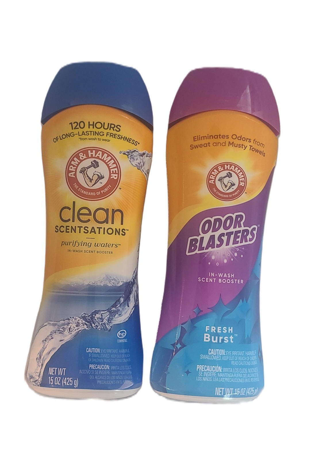 Lot of 2 Arm & Hammer In-Wash Scent Booster 15oz Purifying Waters & Odor Blaster