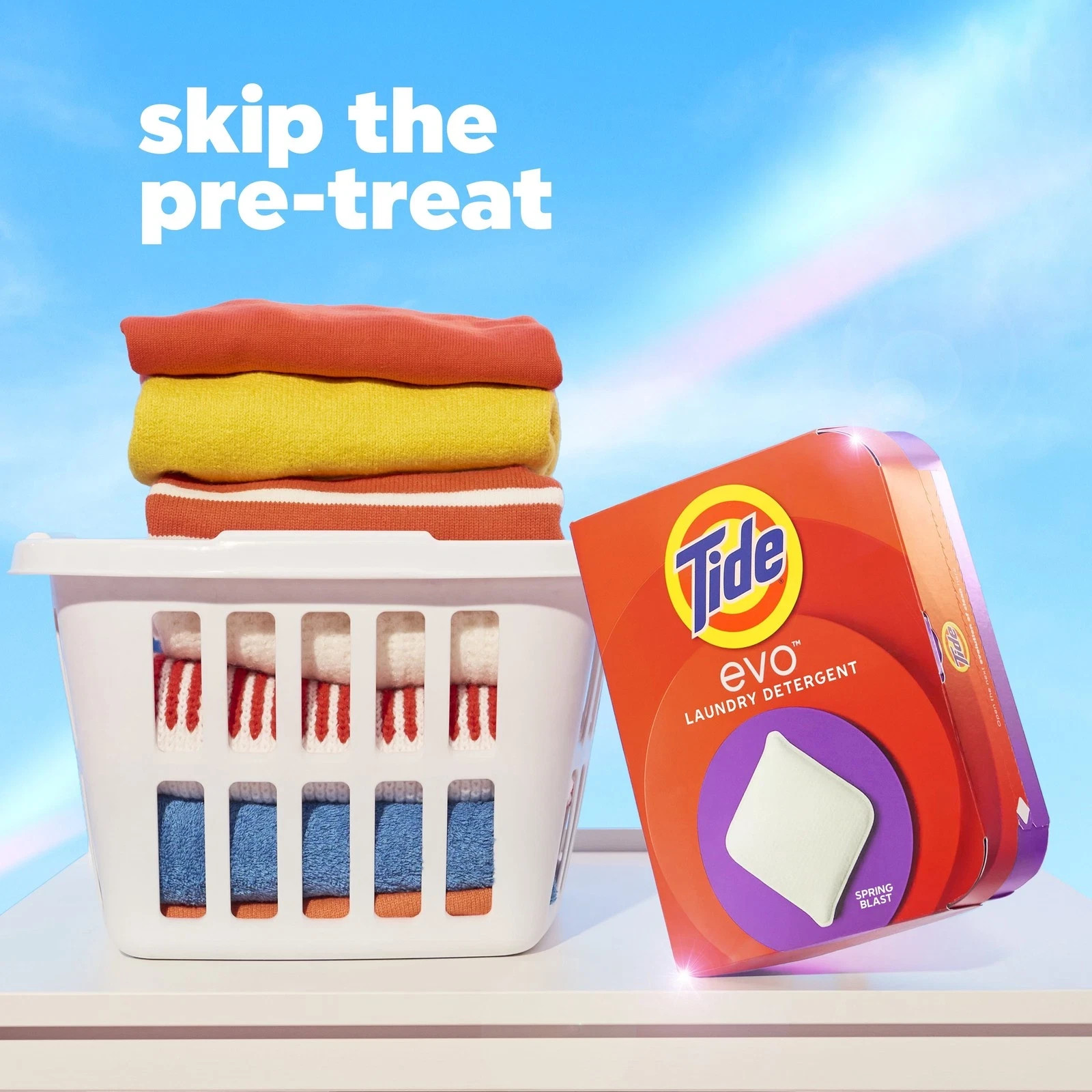 Tide Evo Laundry Detergent Tiles, 100% Concentrated,Spring Blast Scent, 42 Count